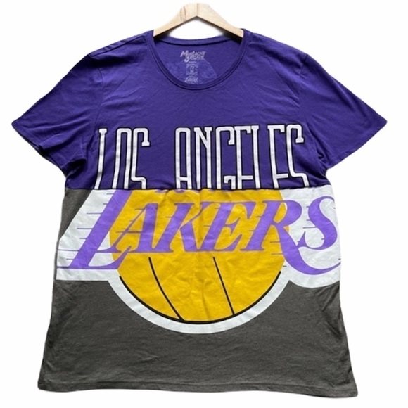 Mustache Brigade Hardwood Classics Lakers T-Shirt - Picture 1 of 8